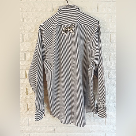 Get Lucky Striped Button Down with Gold Animal Accents - Picture 5 of 6